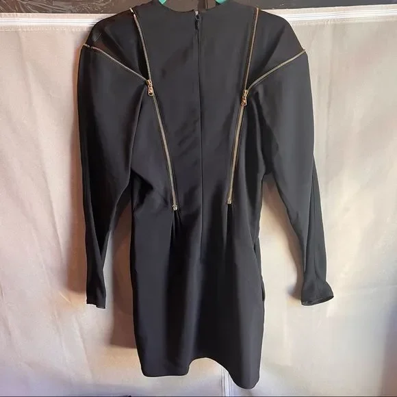 Versace Black Mini Dress with Gold Zipper Detail - Picture 9 of 13